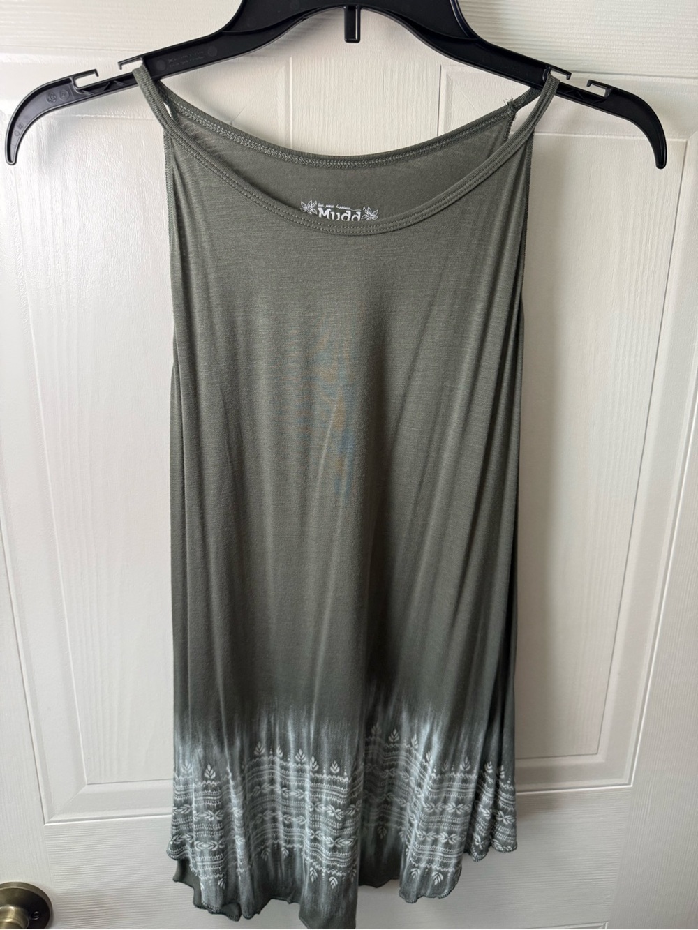 Mudd Olive Green Tank Top with White Printed Hem